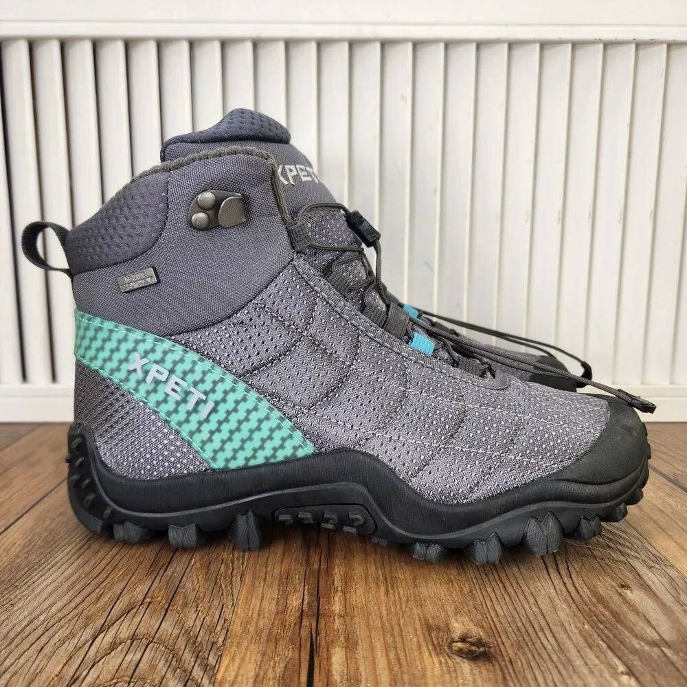 Xpeti Crest Insulated Waterproof Hiking Boots Womens Size 9 Gray Green Trekking